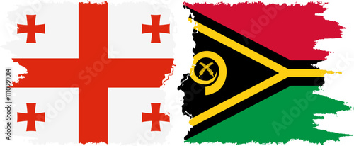 Vanuatu and Georgia grunge flags connection, vector