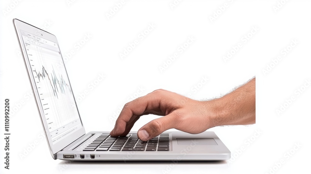 Finance banking and stock concept. hand typing on laptop, analyzing data on screen Finance banking and stock concept. hand typing on laptop, analyzing data on screen
