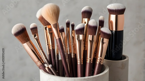 Soft Makeup Brushes in Holder
 photo