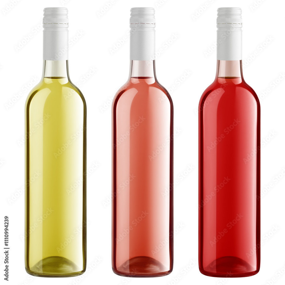 Wine Bottle isolated on white background, full depth of field
