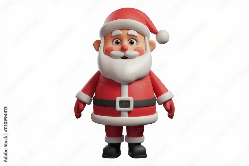 A 3D cartoon Santa Claus in red suit standing with a smile. A 3D cartoon Santa Claus in red suit standing with a smile.