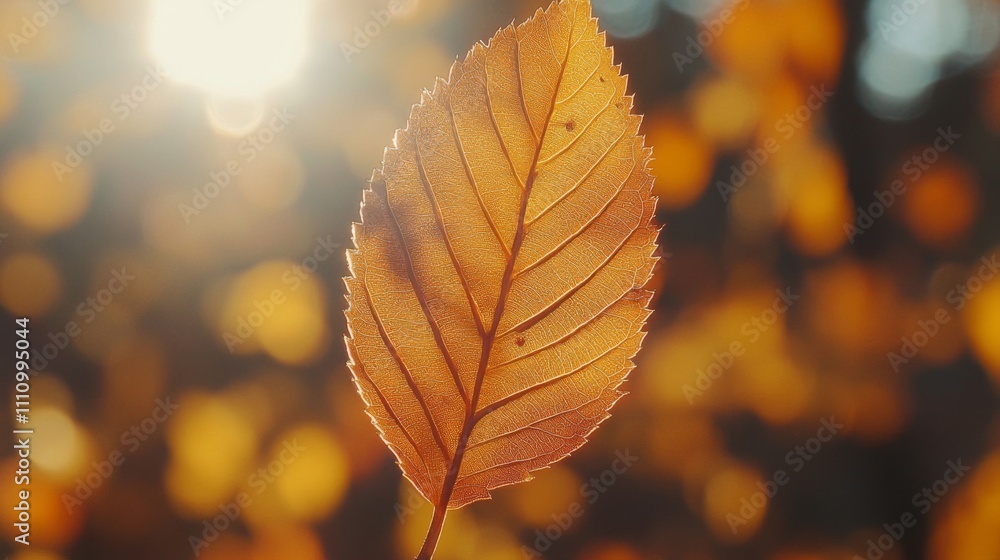 A Single Autumn Leaf Bathed in Sunlight A Single Autumn Leaf Bathed in Sunlight