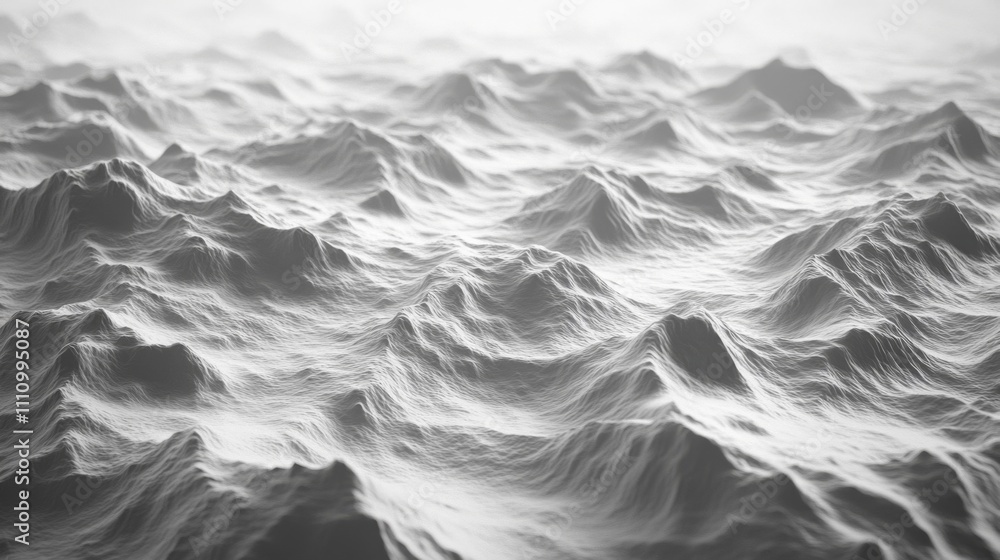 Obraz premium Abstract Monochromatic Rendering of Rolling Hills and Waves