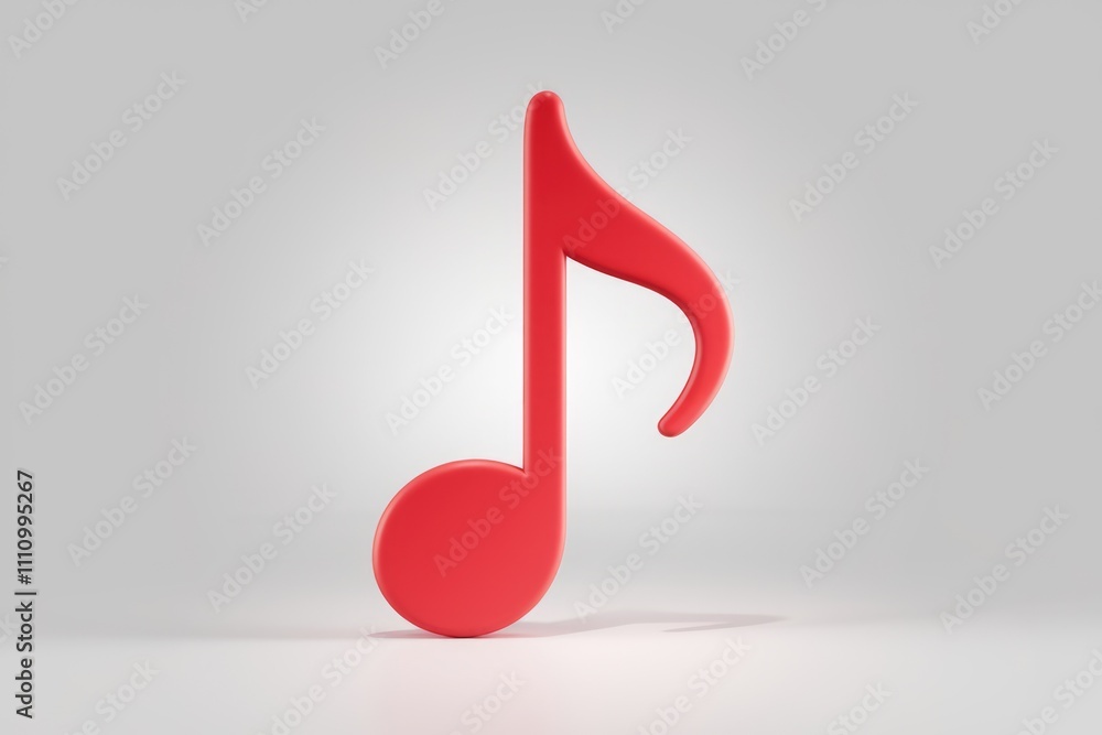 A single red music note on a white background A single red music note on a white background