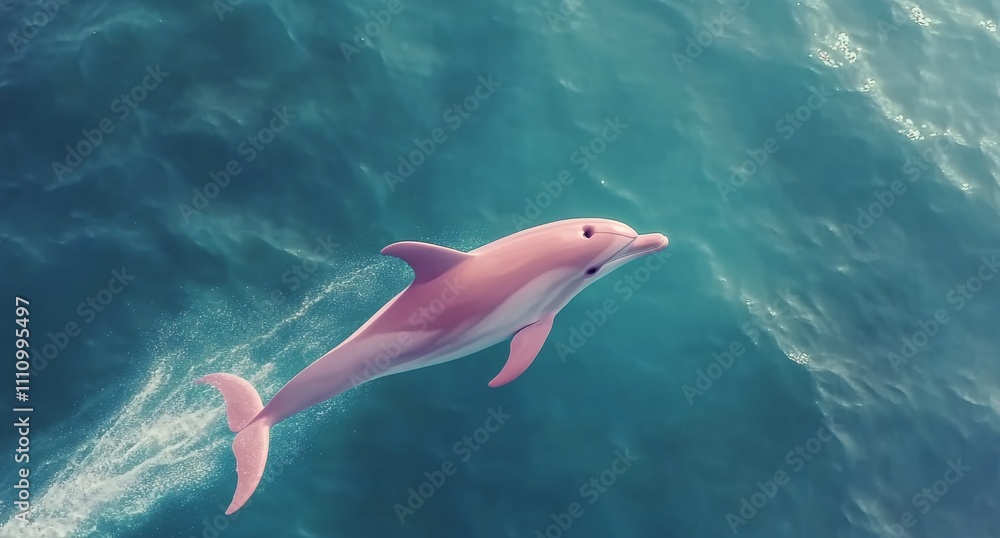 Obraz premium Dolphin leaps gracefully above crystal clear waters during a peaceful aquatic moment