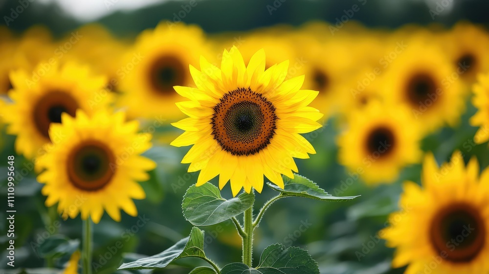 Vibrant Sunflower in Full Bloom Surrounded by a Field of Sunflowers Under a Clear Sky Offering a Perfect Summer Scene for Nature Lovers and Photography Enthusiasts Vibrant Sunflower in Full Bloom Surrounded by a Field of Sunflowers Under a Clear Sky Offering a Perfect Summer Scene for Nature Lovers and Photography Enthusiasts