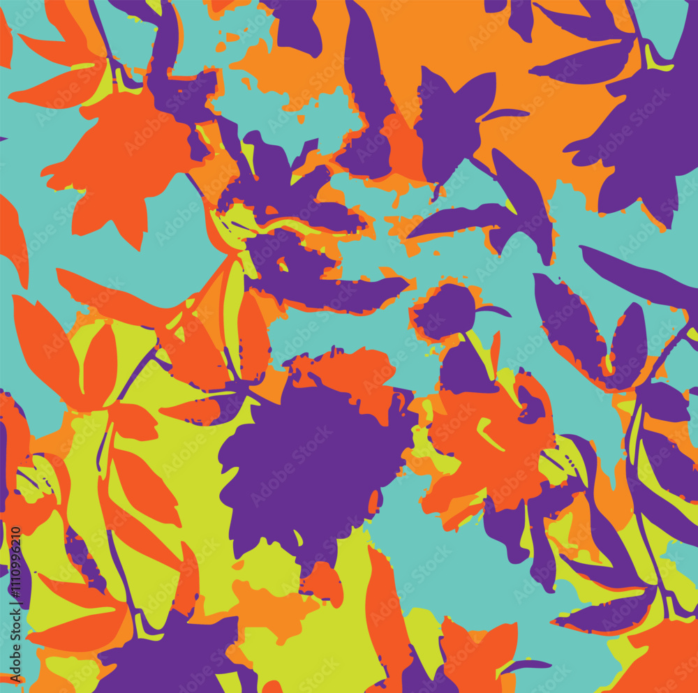 Naklejka premium Abstract big white flowers seamless pattern,Simple seamless pattern with cute flowers. Abstract floral background. Vector illustration for design, fabric and print. Craft stamp style.