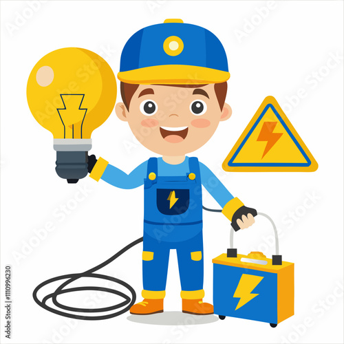 cartoon drawing electrician