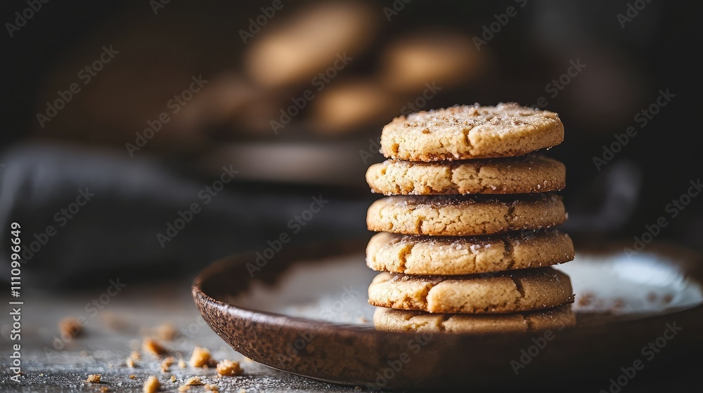 custom made wallpaper toronto digitalStack of Golden Brown Cookies on a Rustic Plate with Crumbled Pieces and Soft Focus Background, Perfect for Food Photography and Culinary Projects