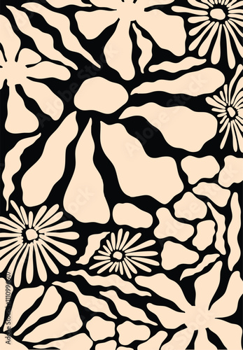 Abstract Big flowers pattern, upscale floral pattern. graphical textures floral, trendy colors pattern , flowers background with leaves. vector illustration.