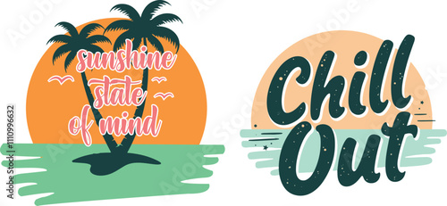 sunshine state of mind chill out sticker t shirt design