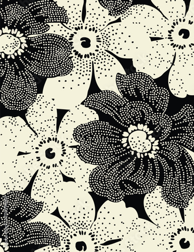 Abstract Big flowers pattern, upscale floral pattern. graphical textures floral, trendy colors pattern , flowers background with leaves. vector illustration.