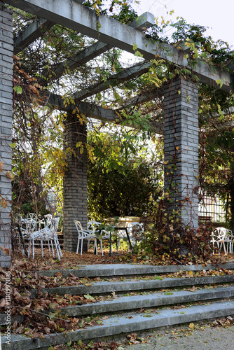 gazebo in the park at autumn photo