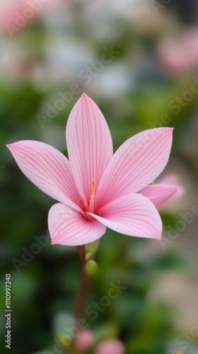 Beautiful pink lily blooming in a garden during spring season