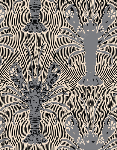 sea pattern with lobster,seamless pattern.
