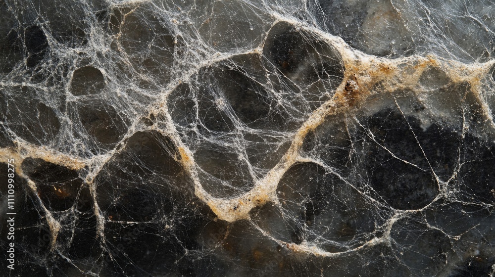 Close-up of a spider web with dust and debris Close-up of a spider web with dust and debris