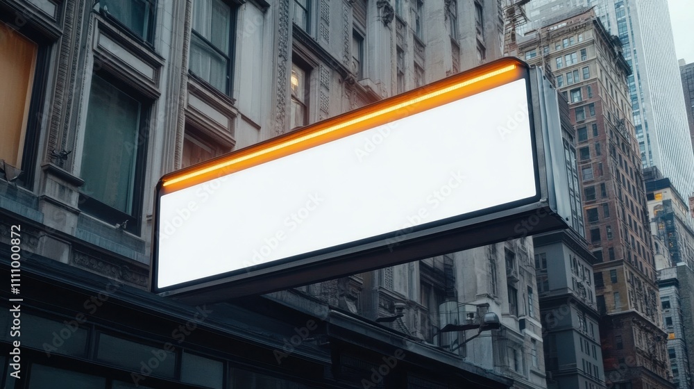 Blank Urban Billboard on City Building Facade Blank Urban Billboard on City Building Facade