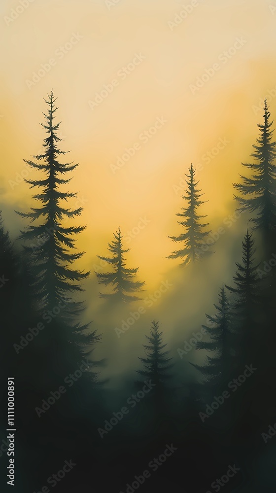 Obraz premium Dreamlike forest design featuring pyrography-inspired details seamlessly combined with digital art for a mystical visual experience.