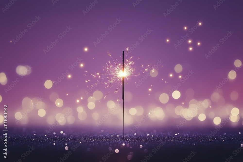 Naklejka premium Sparkler glows in hands against a backdrop of colorful bokeh during nighttime celebration