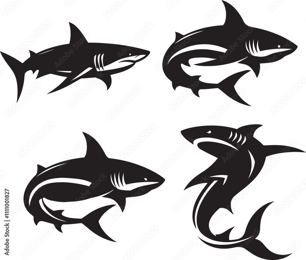 silhouette of clean vector of shark isolated silhouette of clean vector of shark isolated