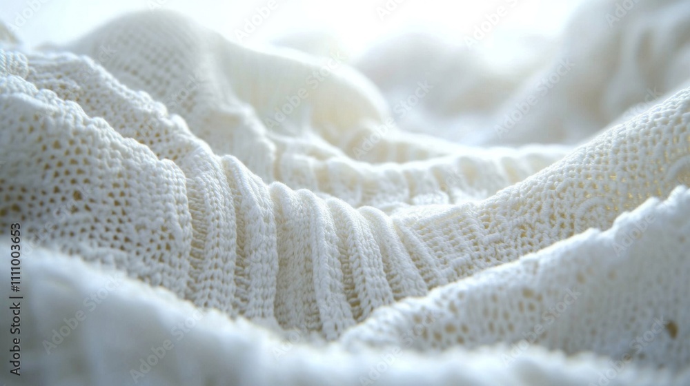 Close-up of White Knit Fabric with Wrinkles and Texture Close-up of White Knit Fabric with Wrinkles and Texture