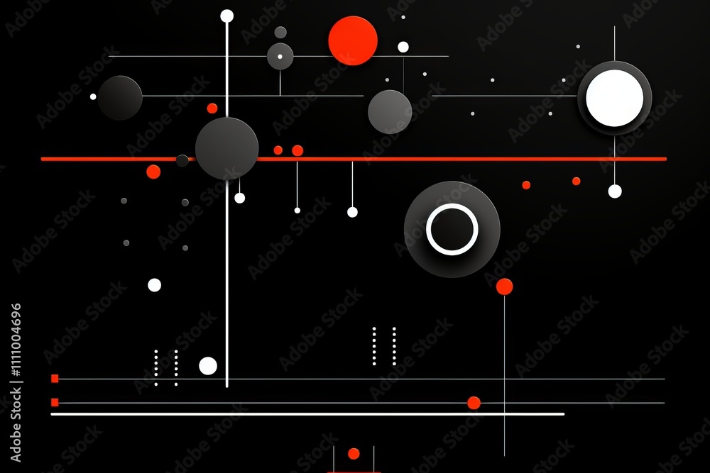 Obraz premium Vibrant geometric shapes colorful circles, triangles, and squares on a bold black background