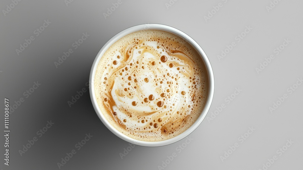 Creamy Latte Foam in a White Cup on a Soft Gray Background Capturing the Rich Textures and Delicate Swirls of Coffee Art for Beverage Lovers and Foodies Creamy Latte Foam in a White Cup on a Soft Gray Background Capturing the Rich Textures and Delicate Swirls of Coffee Art for Beverage Lovers and Foodies
