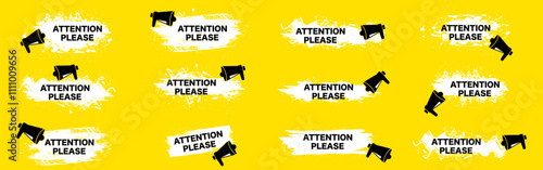 Attention please announcement message collection with megaphone icons