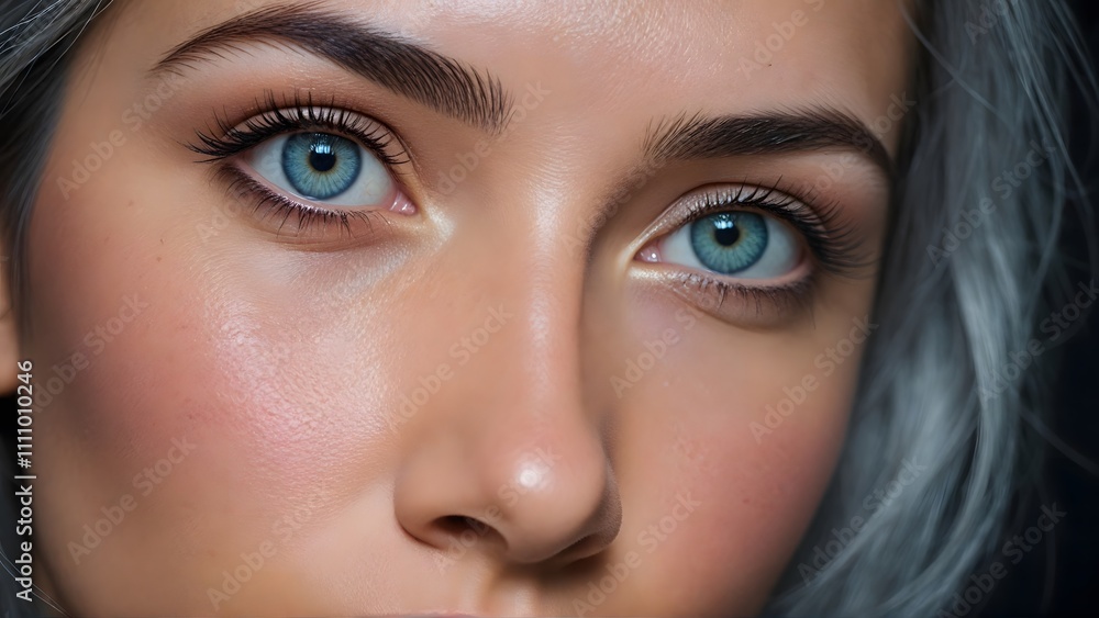 Fototapeta premium extreme close up blue eyes of a beautiful woman