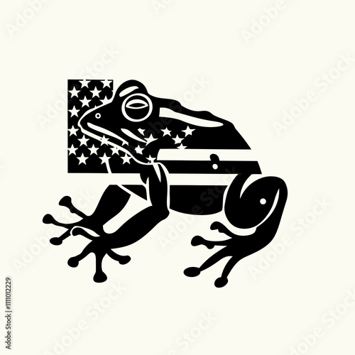 8 Frog American flag silhouette vector illustration.svg