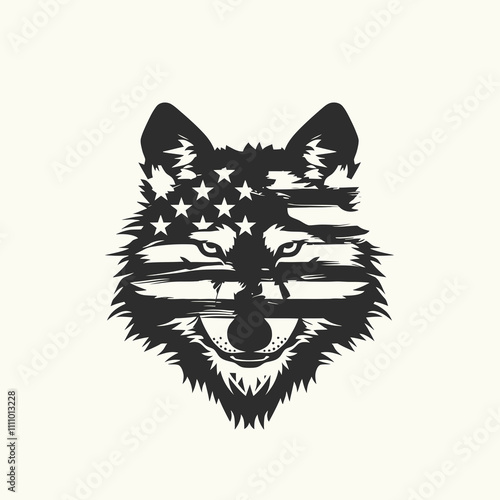 71 Jackal American flag silhouette vector illustration.svg