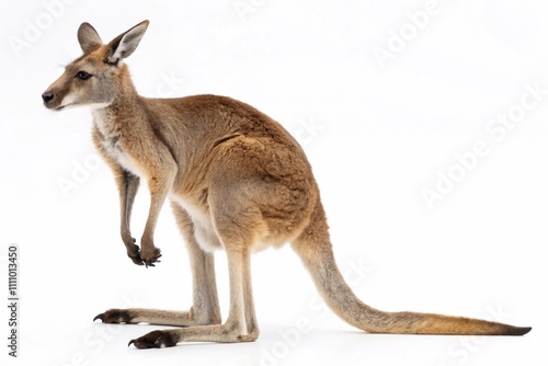 Red kangaroo isolated on white background photo