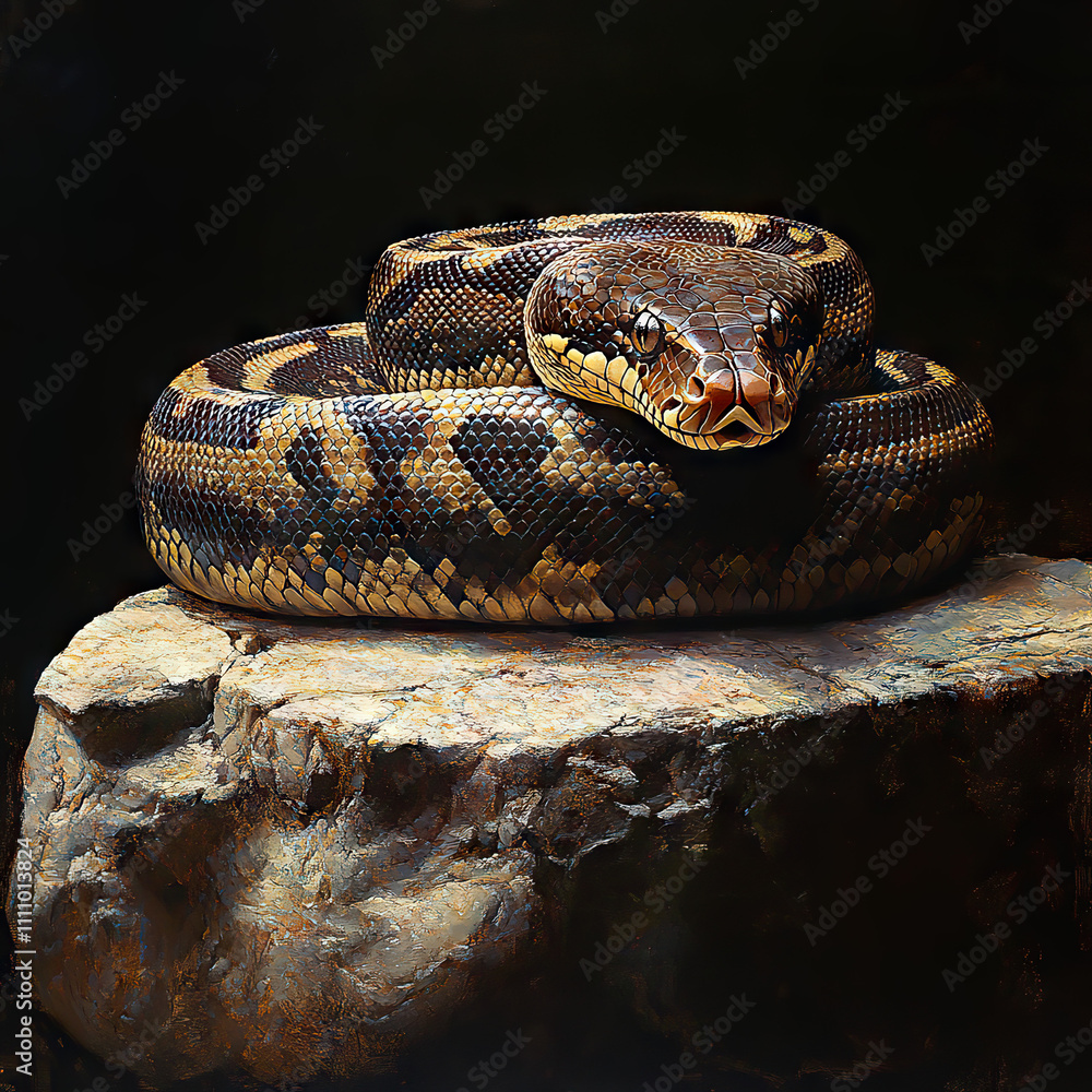 Obraz premium snake, on a stone, contrast back