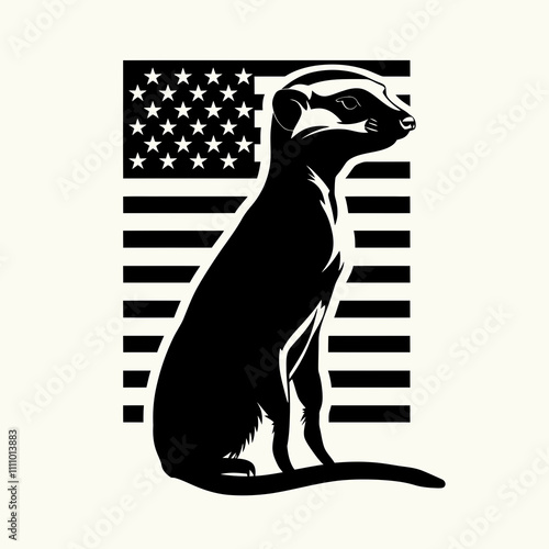 117 Meerkat American flag silhouette vector illustration.svg