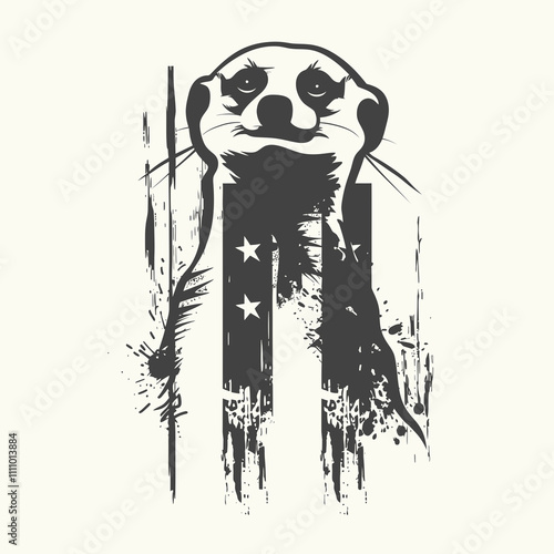 116 Meerkat American flag silhouette vector illustration.svg