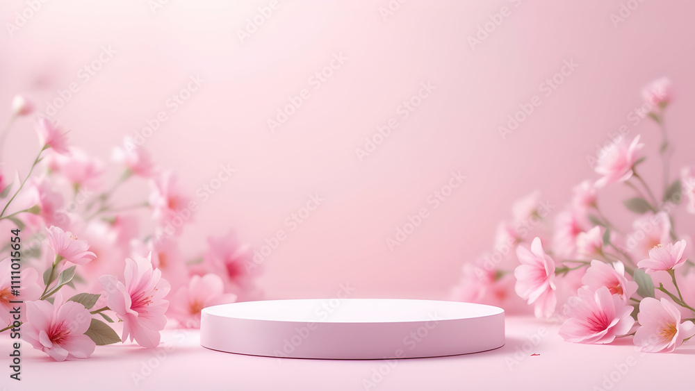 Elegant Pastel Mockup Background with Pink Floral Touch Elegant Pastel Mockup Background with Pink Floral Touch
