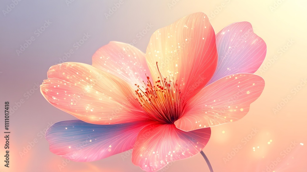 Fototapeta premium Delicate, glowing, pink flower with ethereal light.