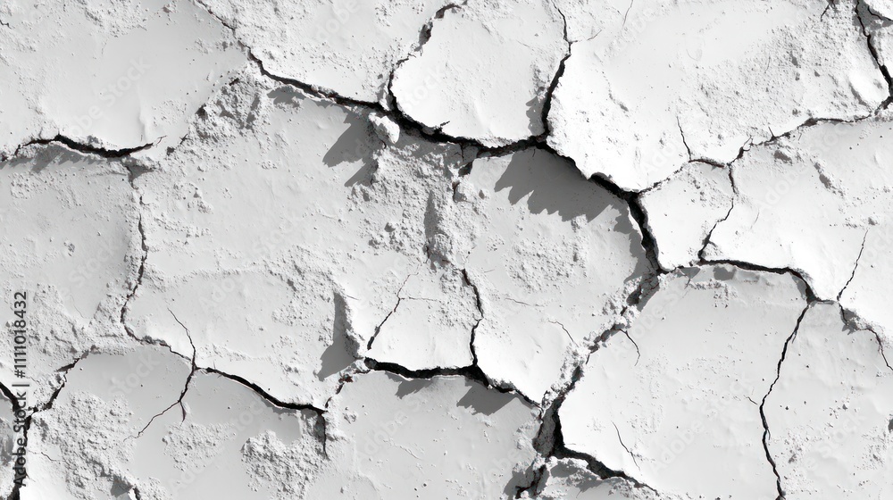 Obraz premium Cracked Earth: A Monochrome Study of Drought