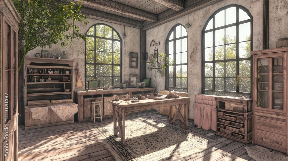 Creative Serenity: Modern-Medieval Cozy Craft Corner for Artistic Inspiration Creative Serenity: Modern-Medieval Cozy Craft Corner for Artistic Inspiration