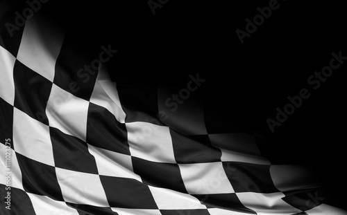 Checkered race flag on black photo