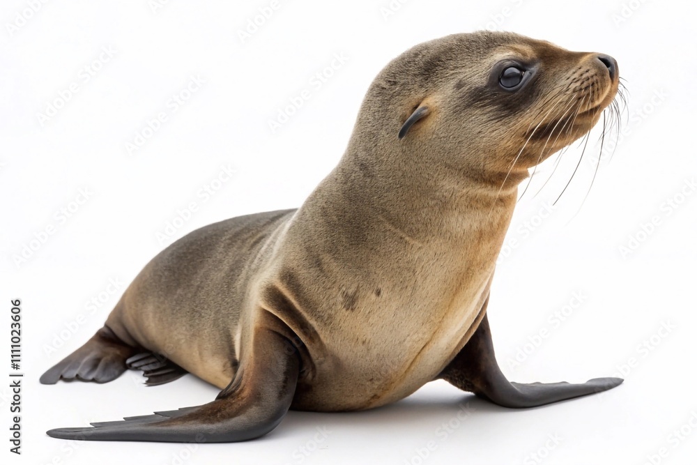 Fototapeta premium Young California Sea Lion isolated on white background