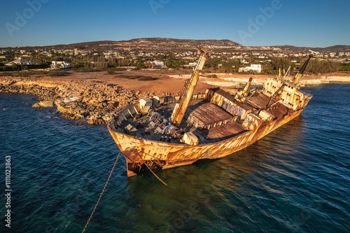 Obraz na płótnie Rusted Shipwreck near Coast w salonie