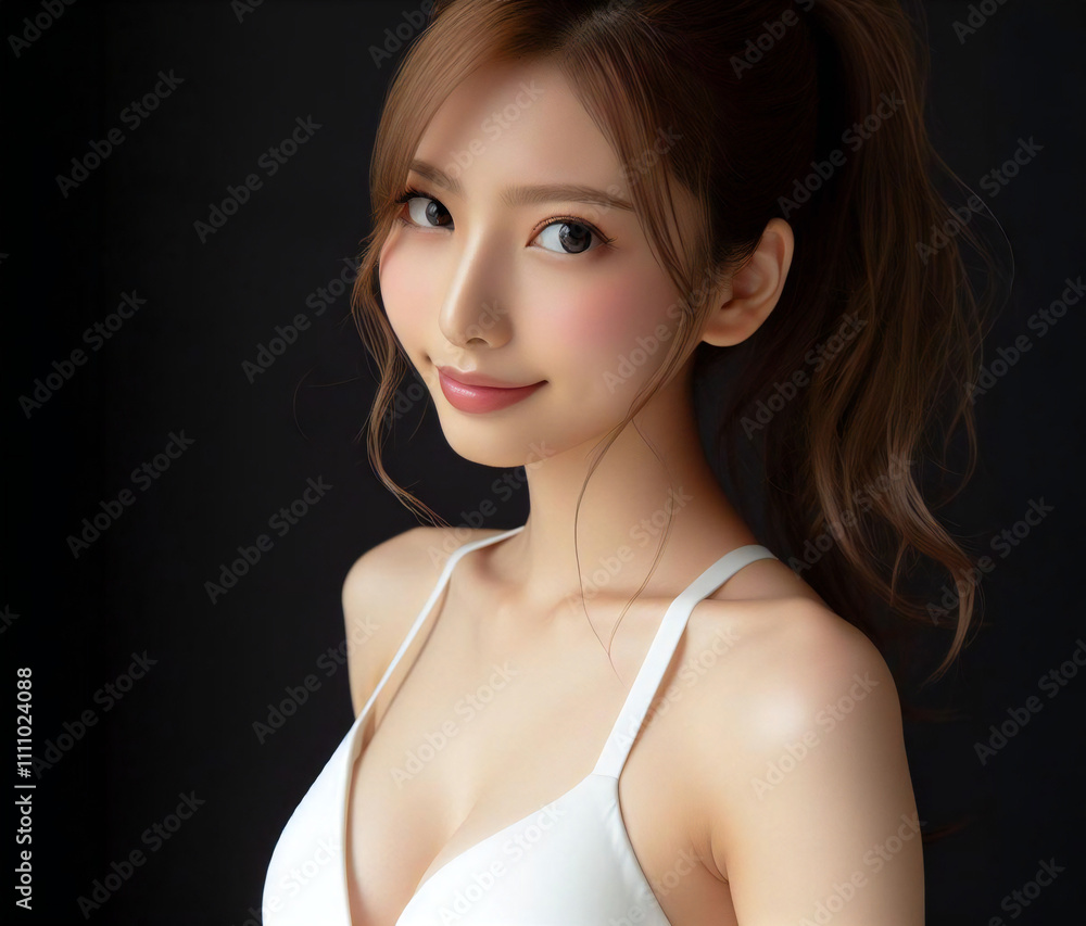 白い水着の美女 白い水着の美女