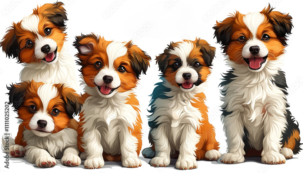 Joyful puppies playing together in a sunlit setting filled with happiness and fun Joyful puppies playing together in a sunlit setting filled with happiness and fun