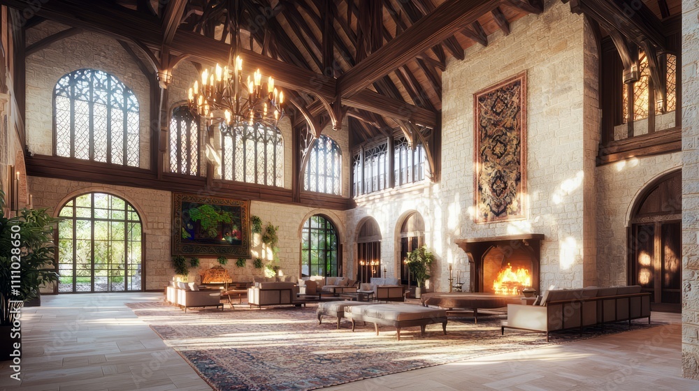 Medieval Elegance Meet Modern Flair: Opulent Grand Hall with Fusion Decor and Candlelit Ambiance Medieval Elegance Meet Modern Flair: Opulent Grand Hall with Fusion Decor and Candlelit Ambiance