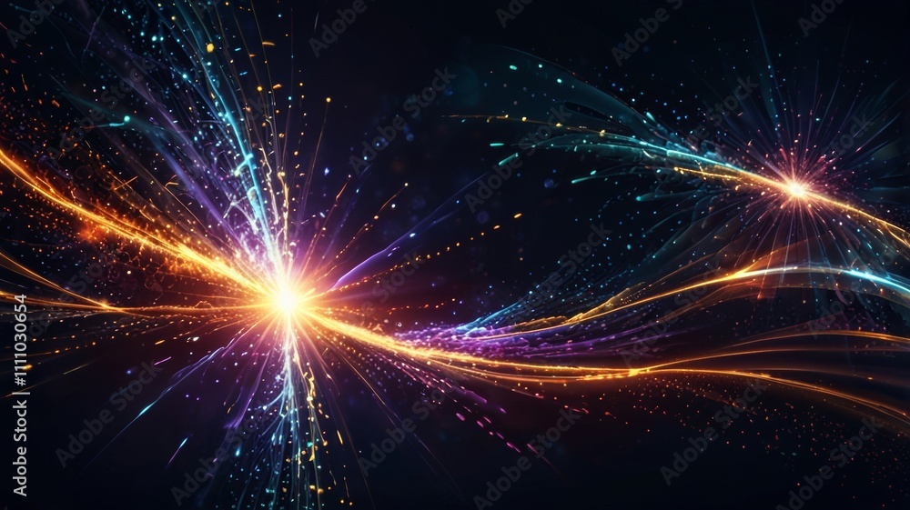 A radiant burst of light emanates from the center, creating vibrant waves of color against a dark background, showcasing a mesmerizing cosmic energy effect A radiant burst of light emanates from the center, creating vibrant waves of color against a dark background, showcasing a mesmerizing cosmic energy effect