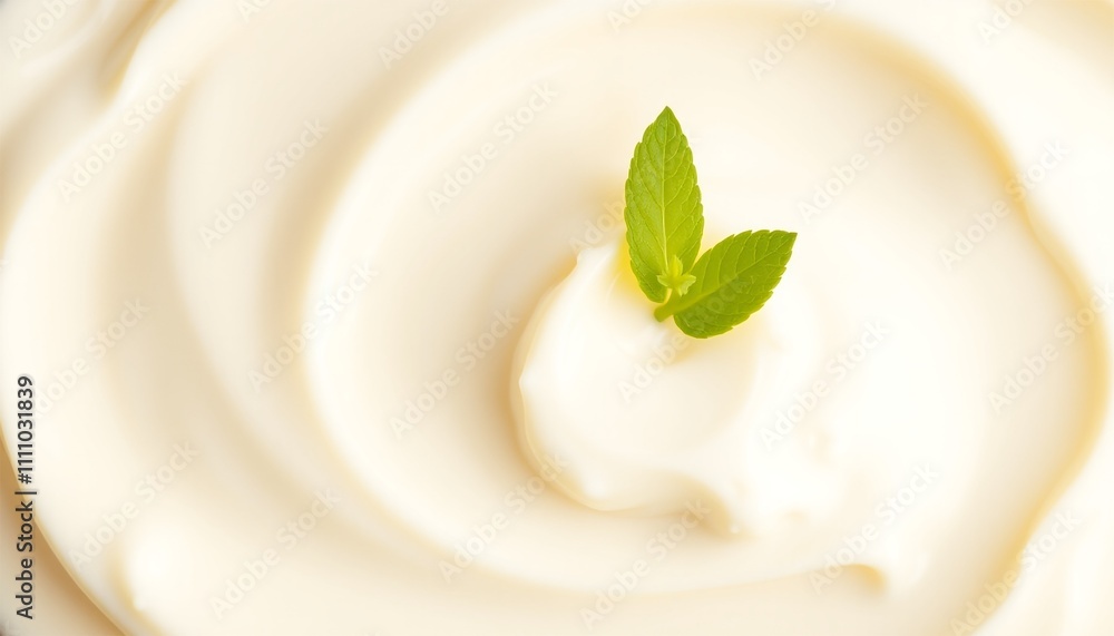 Refreshing summer treat: Creamy yogurt blended with vibrant mint leaves Refreshing summer treat: Creamy yogurt blended with vibrant mint leaves