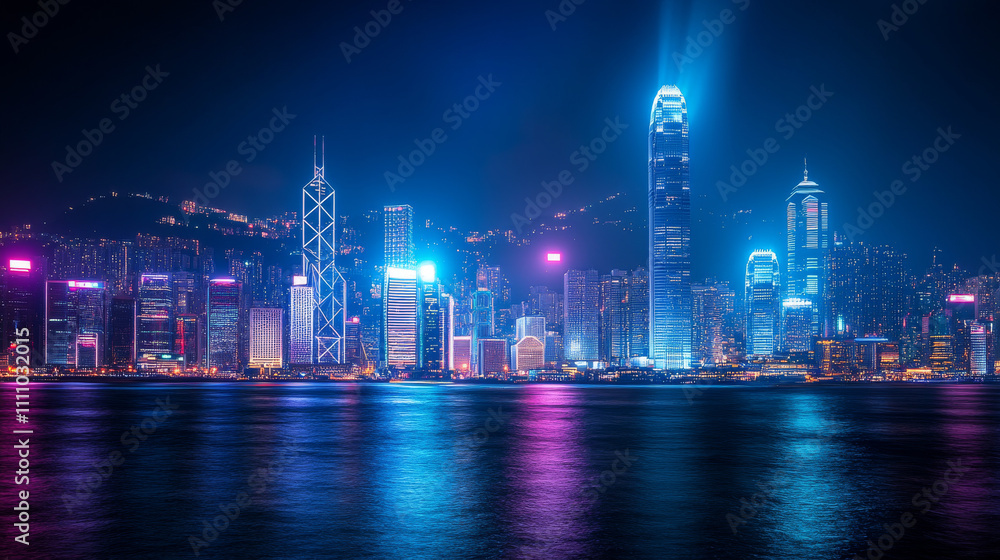 Obraz premium City and the light shines Modern city concept. Smart city on background. Futuristic. Modern. Digital and headline 