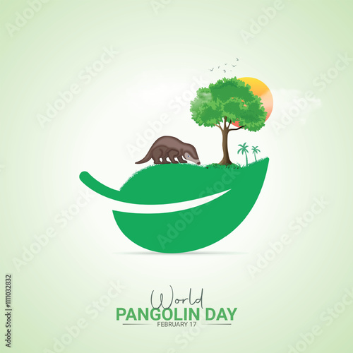 World Pangolin Day. Pangolin Day creative poster, banner, social media post, background