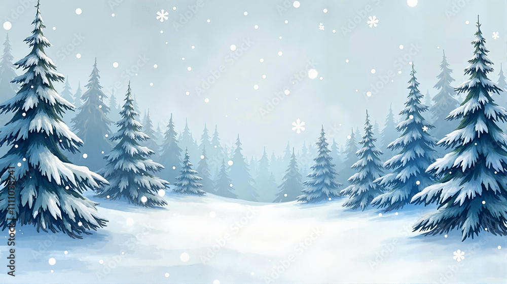 Snowy forest landscape with pine trees and a serene winter atmosphere Snowy forest landscape with pine trees and a serene winter atmosphere